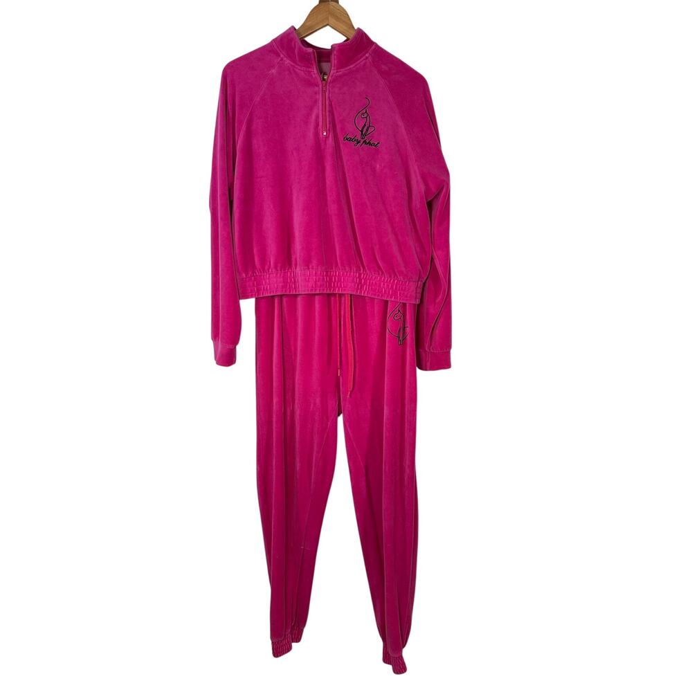 VINTAGE BABY PHAT Pink Velour Sweat Suit Athleisure Set‎ Womans 0X